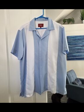 Fab Retro 50s Look Men's Short Sleeve Button Up L
